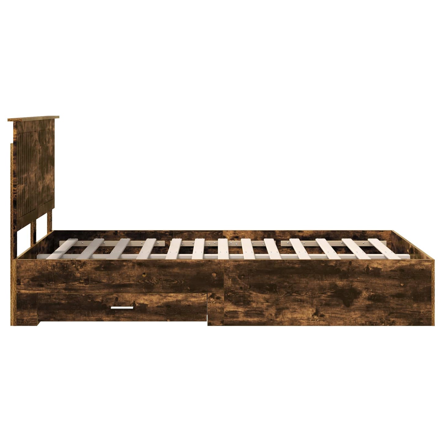Bed Frame with Drawer Smoked Oak 120 x 200 cm Engineered Wood