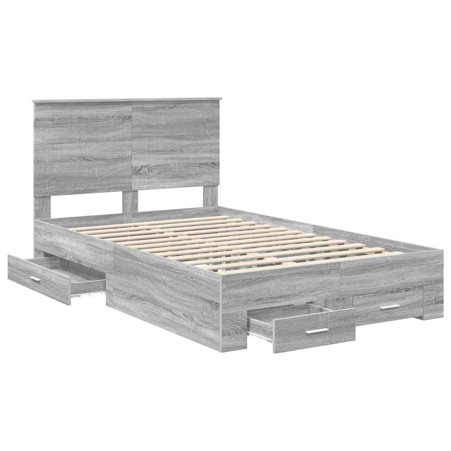 Bed Frame with Drawer Grey Sonoma 120 x 200 cm Engineered Wood