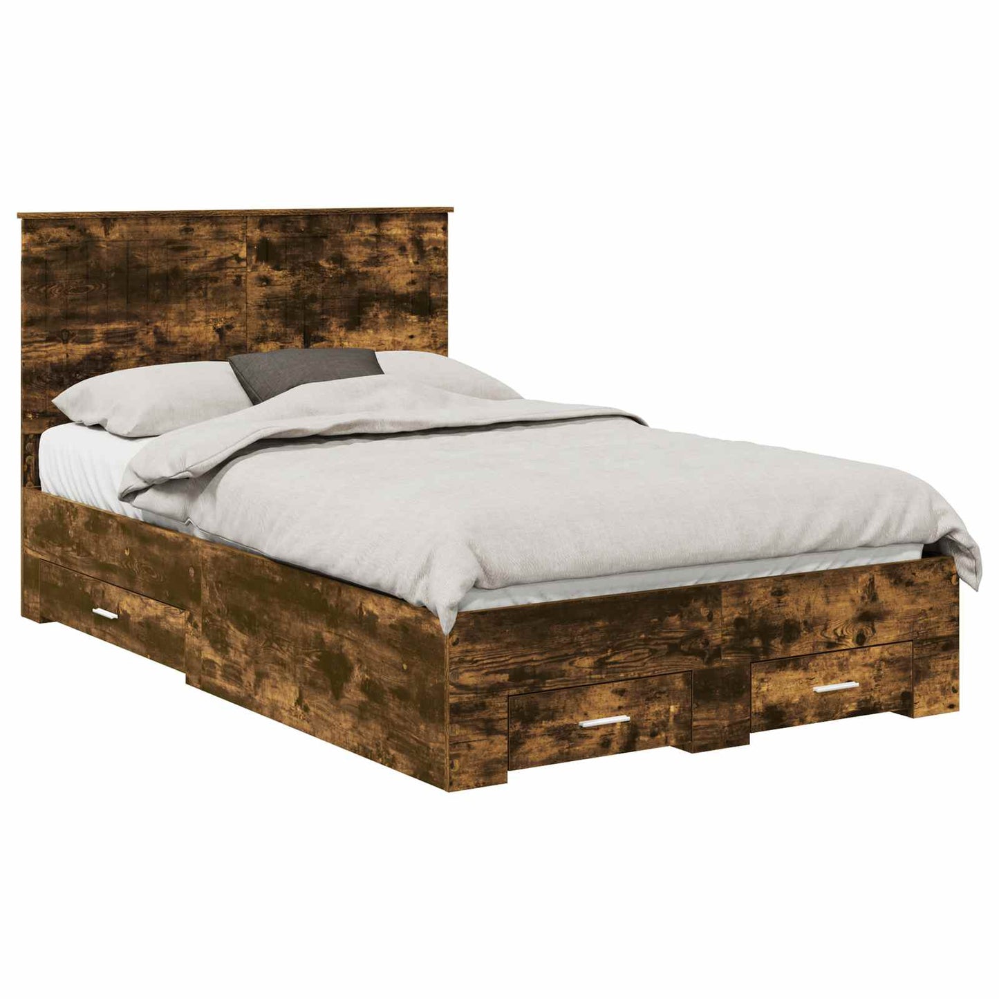 Bed Frame with Drawer Smoked Oak 120 x 190 cm Engineered Wood