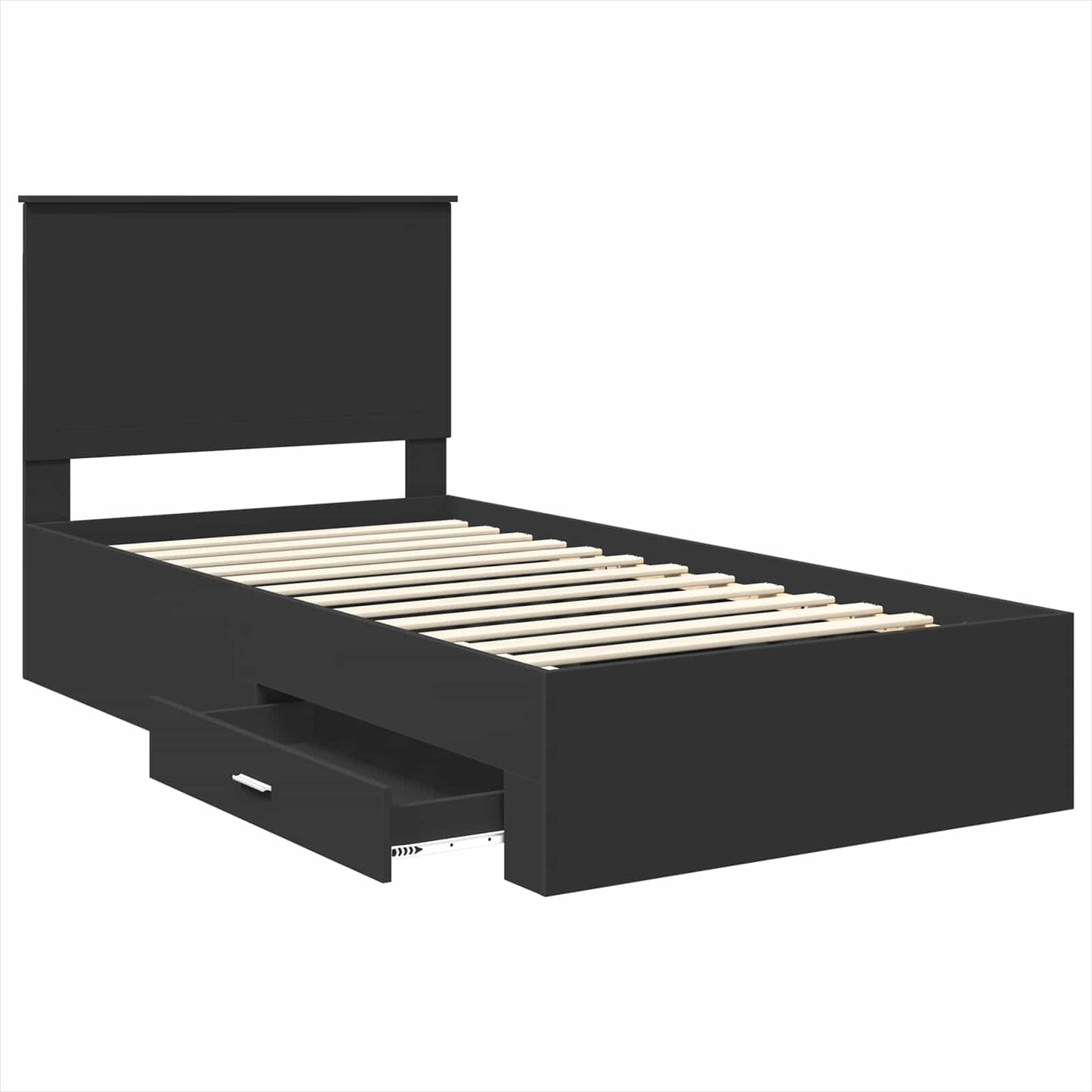 Bed Frame Black and Silver 90 x 200 cm Engineered Wood