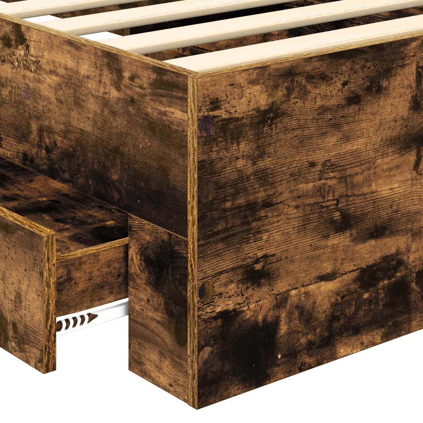 Bed Frame with Drawer Smoked Oak 100 x 200 cm Engineered Wood