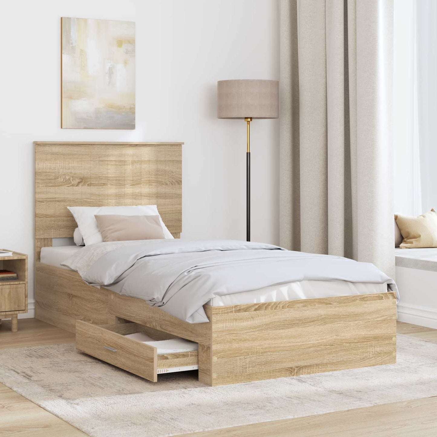 Bed Frame with Headboard Sonoma Oak 90 x 200 cm Engineered Wood