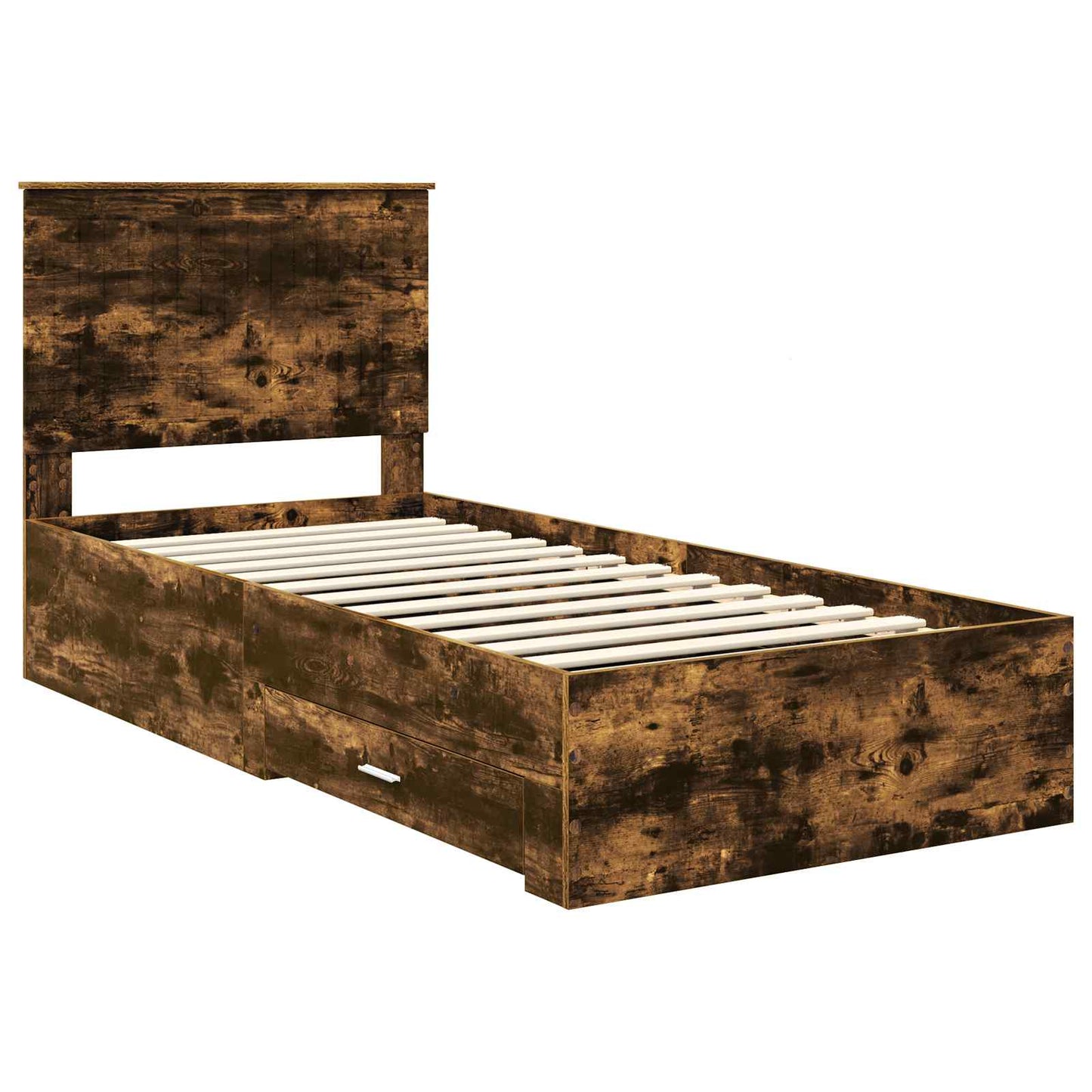 Bed Frame with Headboard Smoked Oak 90 x 200 cm Engineered Wood