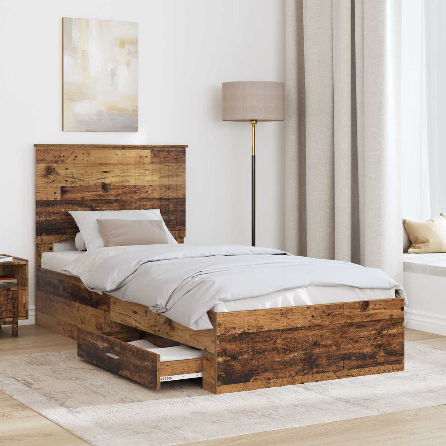Bed Frame with Headboard Old Wood 90 x 200 cm Engineered Wood