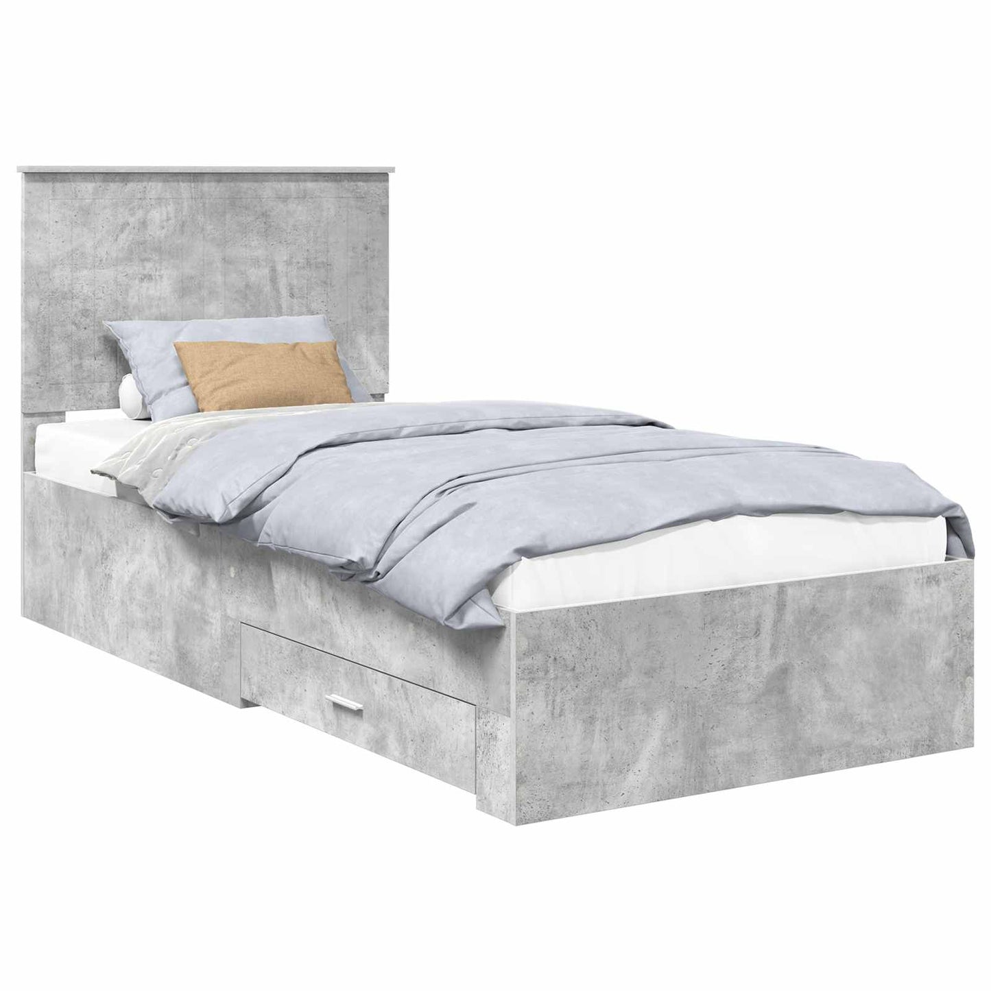 Bed Frame with Drawer Concrete Grey 90 x 190 cm Engineered Wood