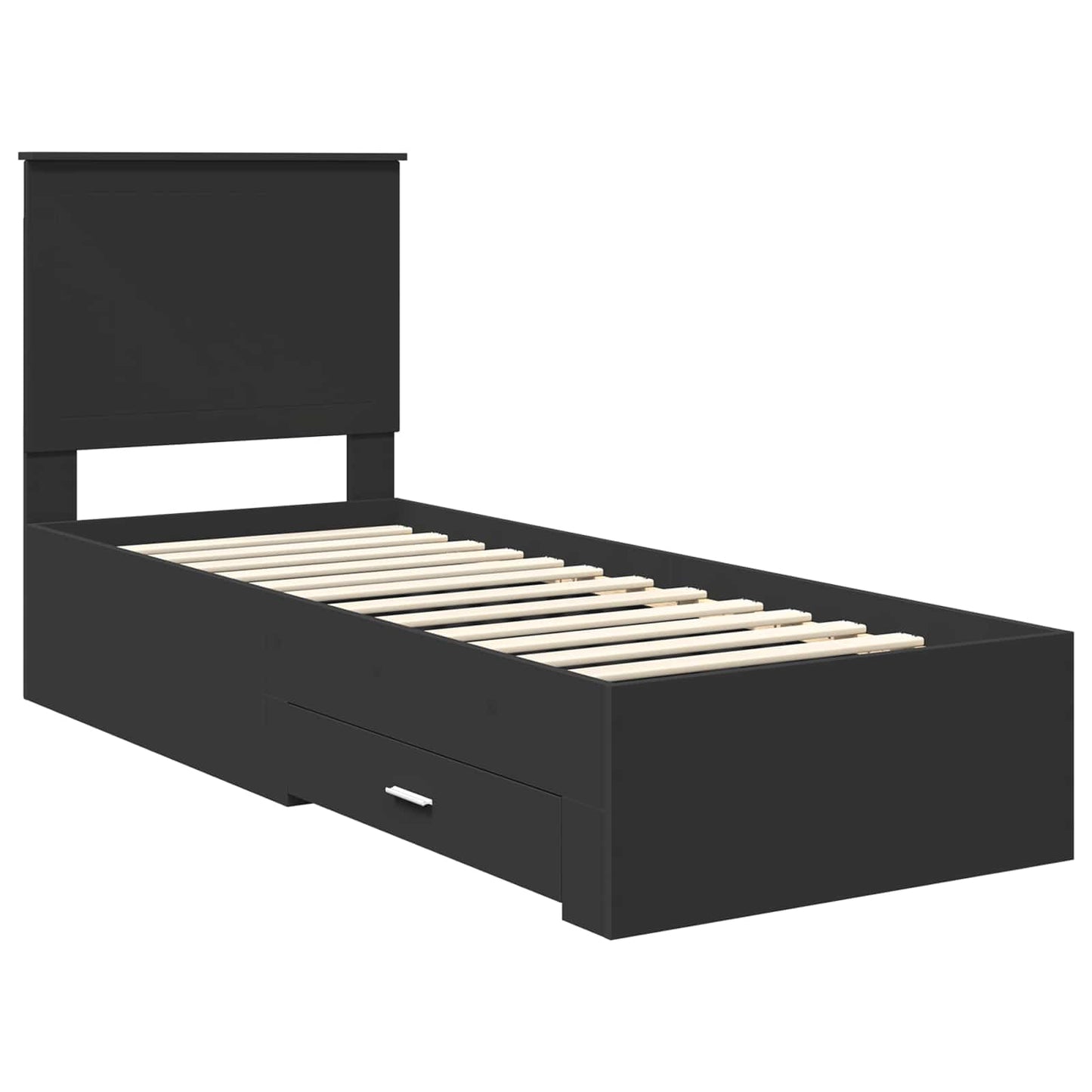 Bed Frame Black and Silver 70 x 190 cm Engineered Wood