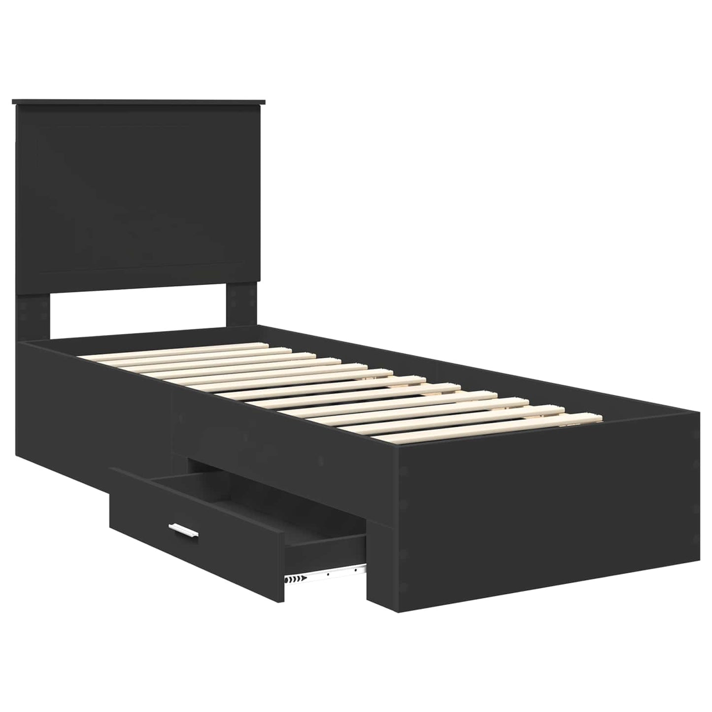 Bed Frame Black and Silver 70 x 190 cm Engineered Wood