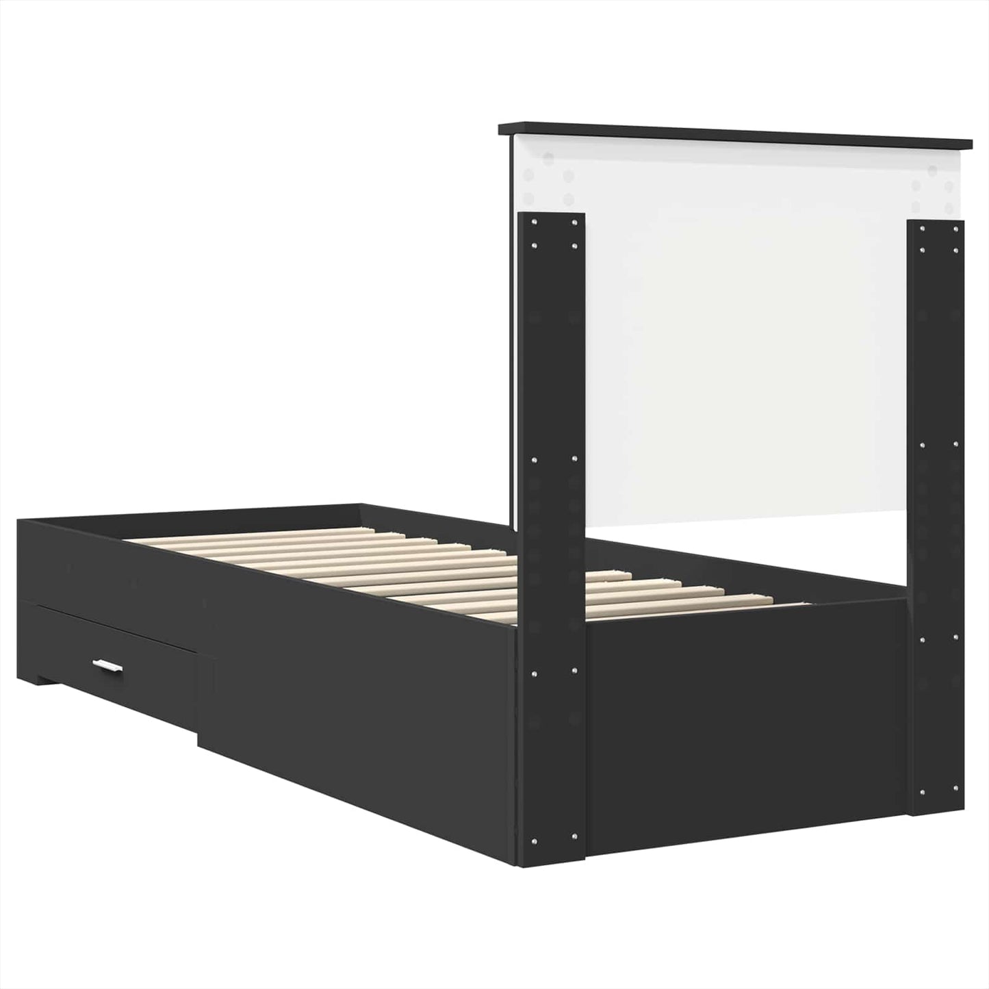 Bed Frame Black and Silver 70 x 190 cm Engineered Wood
