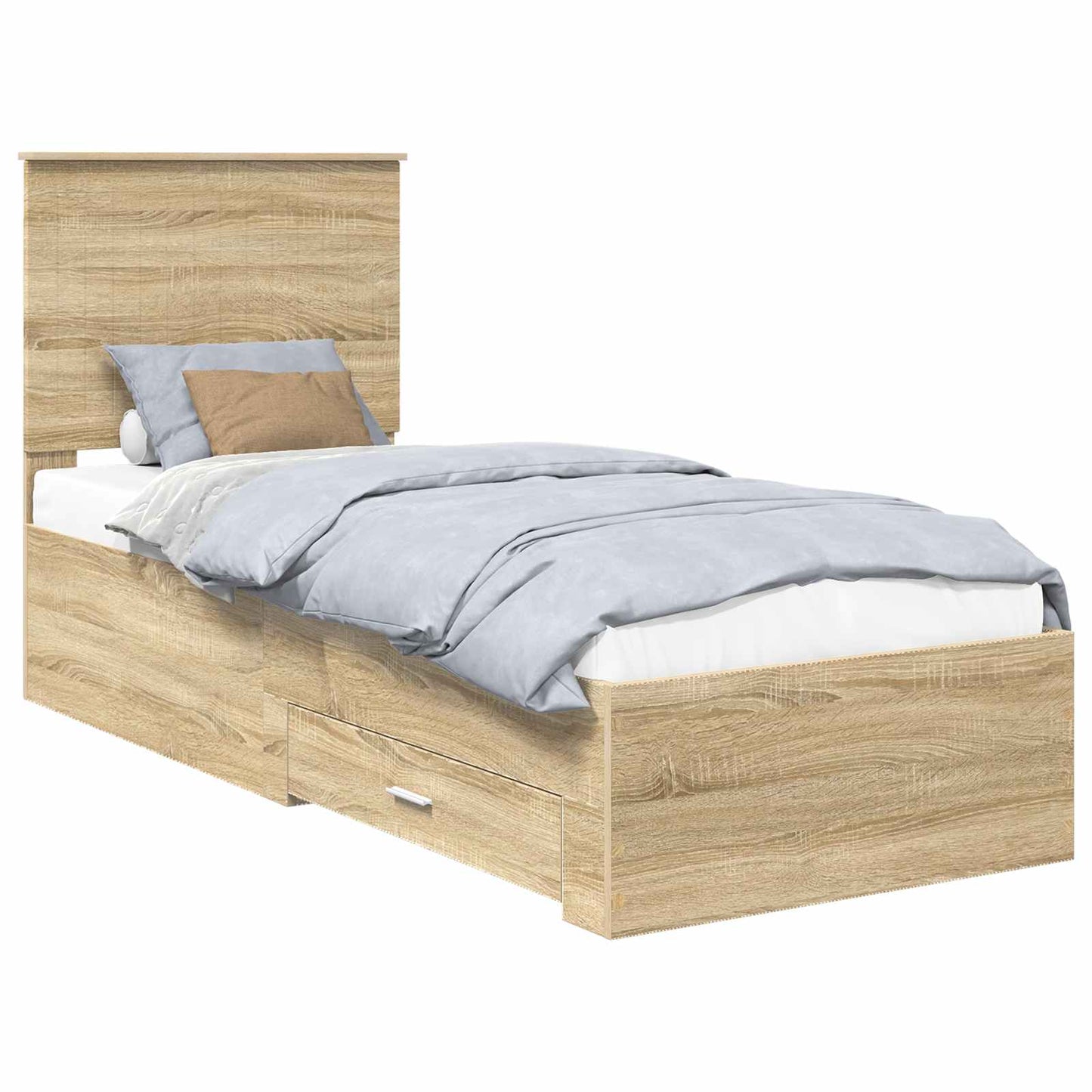 Bed Frame Sonoma Oak and Silver 70 x 190 cm Engineered Wood