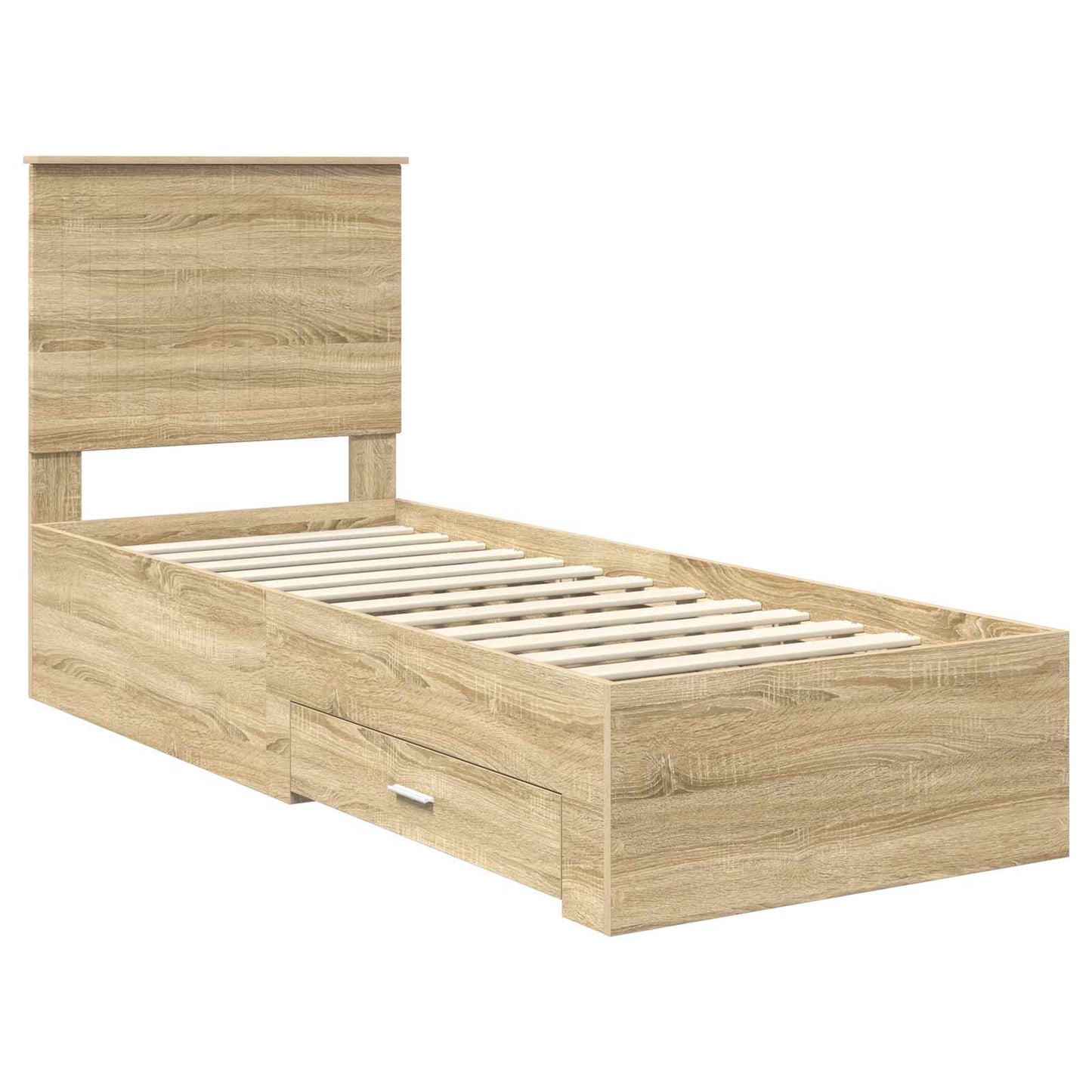 Bed Frame Sonoma Oak and Silver 70 x 190 cm Engineered Wood