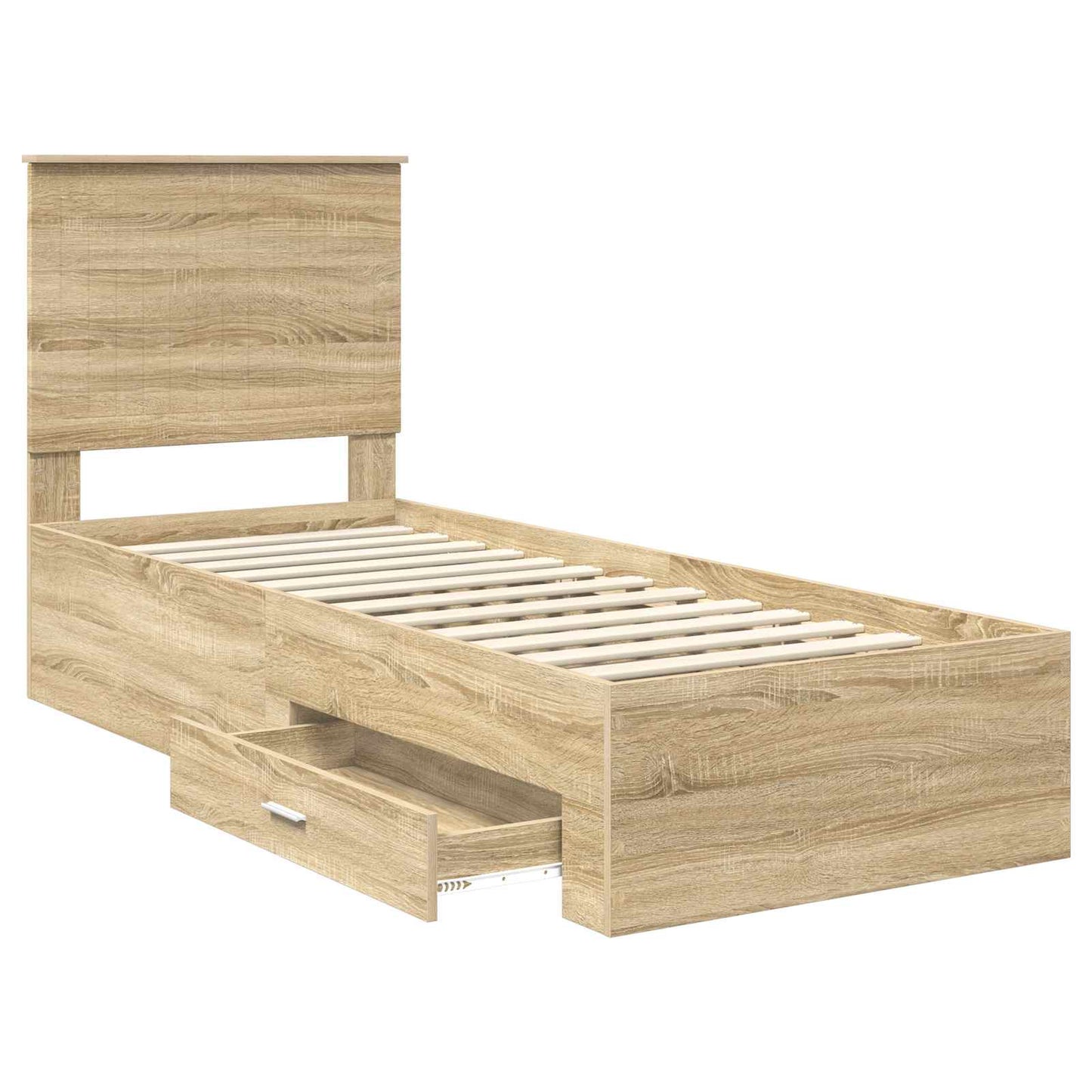 Bed Frame Sonoma Oak and Silver 70 x 190 cm Engineered Wood