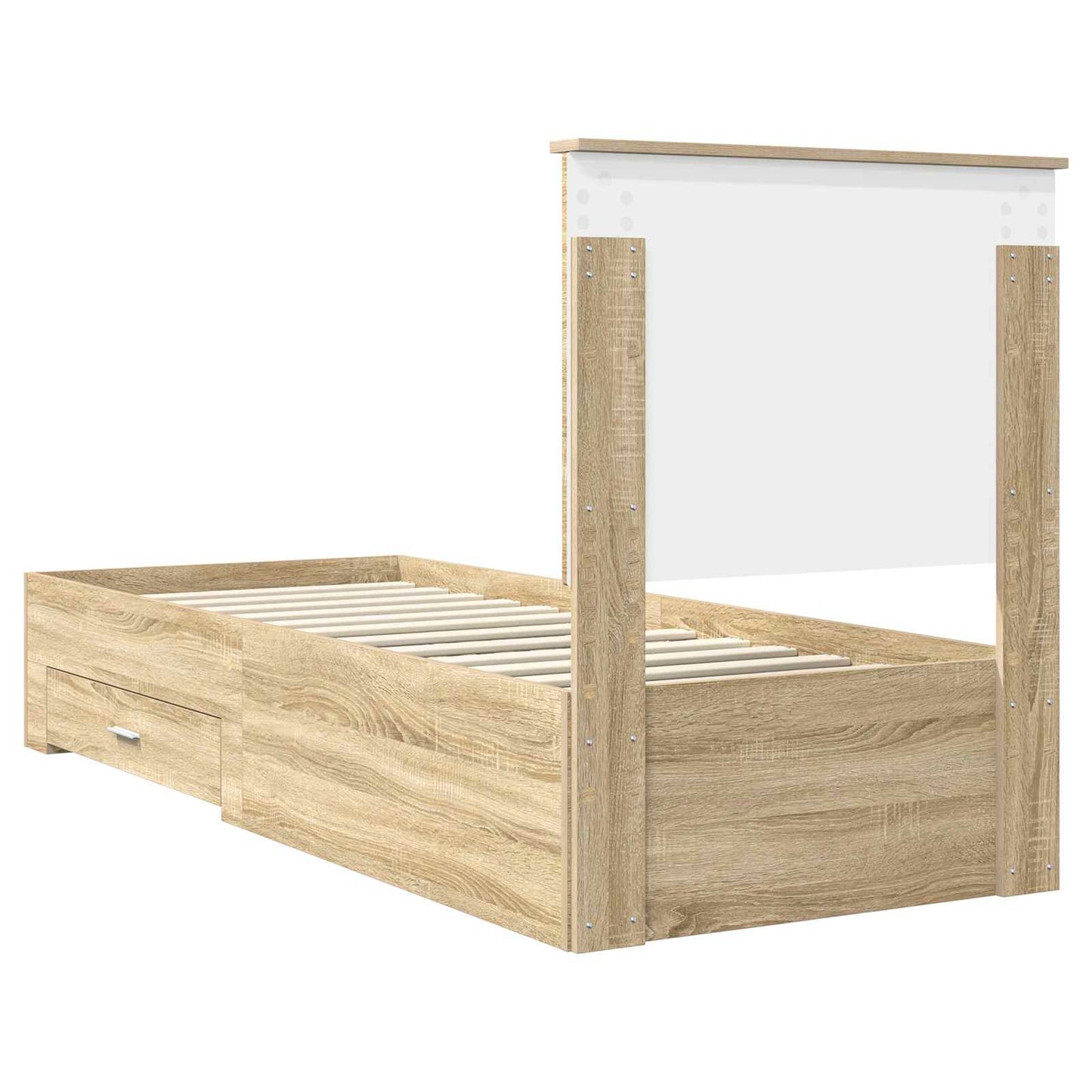 Bed Frame Sonoma Oak and Silver 70 x 190 cm Engineered Wood