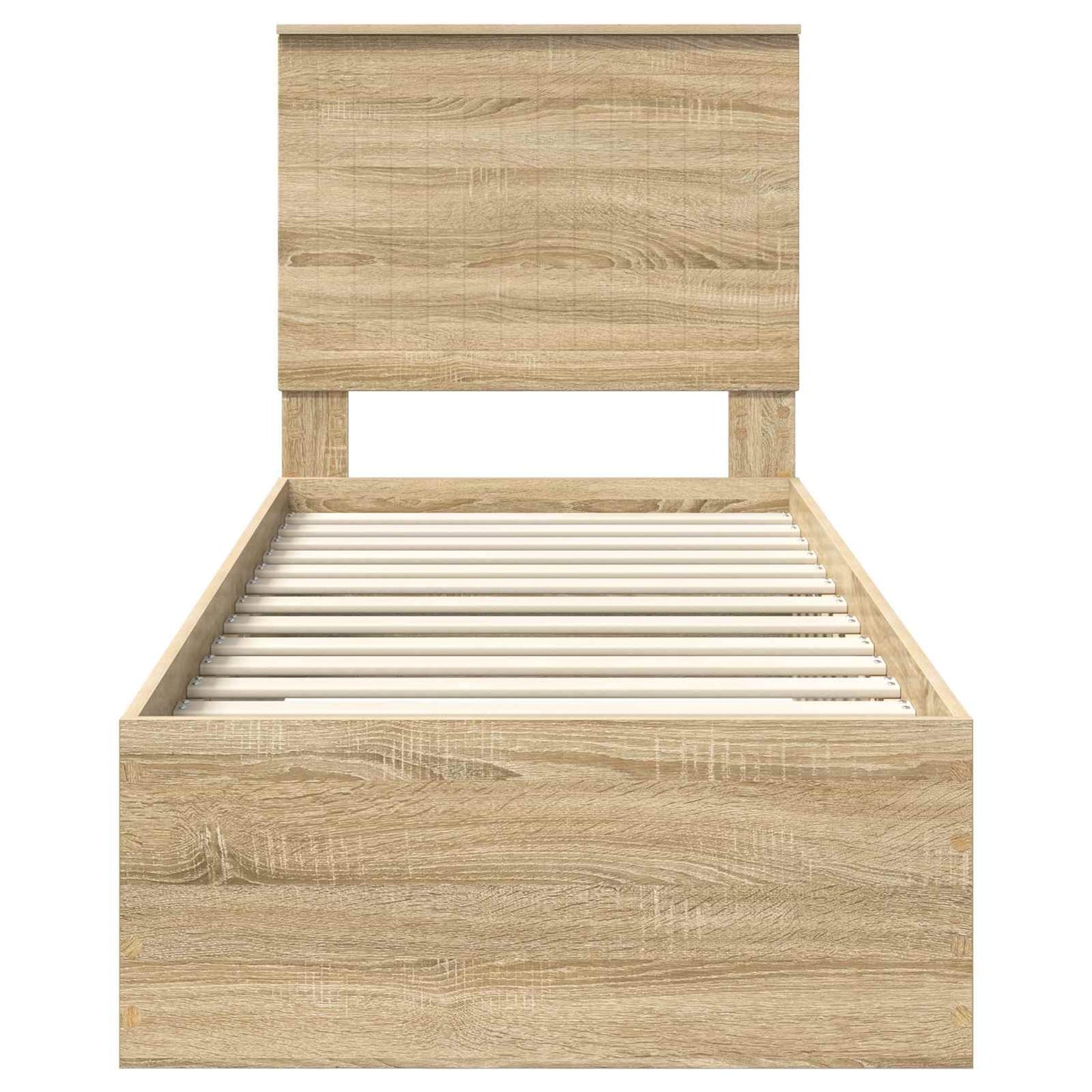 Bed Frame Sonoma Oak and Silver 70 x 190 cm Engineered Wood