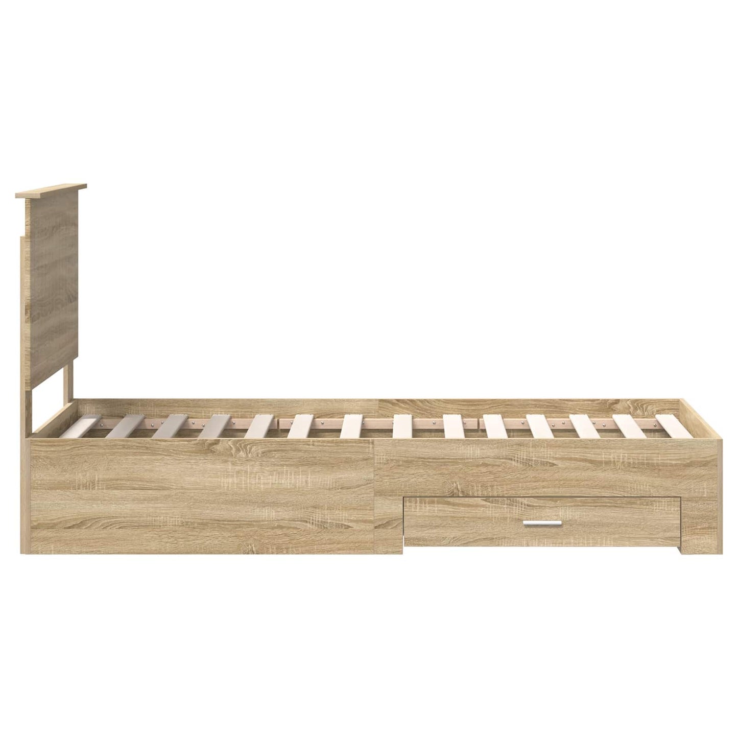 Bed Frame Sonoma Oak and Silver 70 x 190 cm Engineered Wood