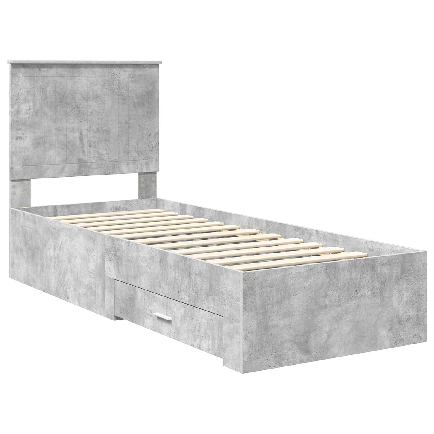 Bed Frame Concrete Grey and Silver 70 x 190 cm Engineered Wood