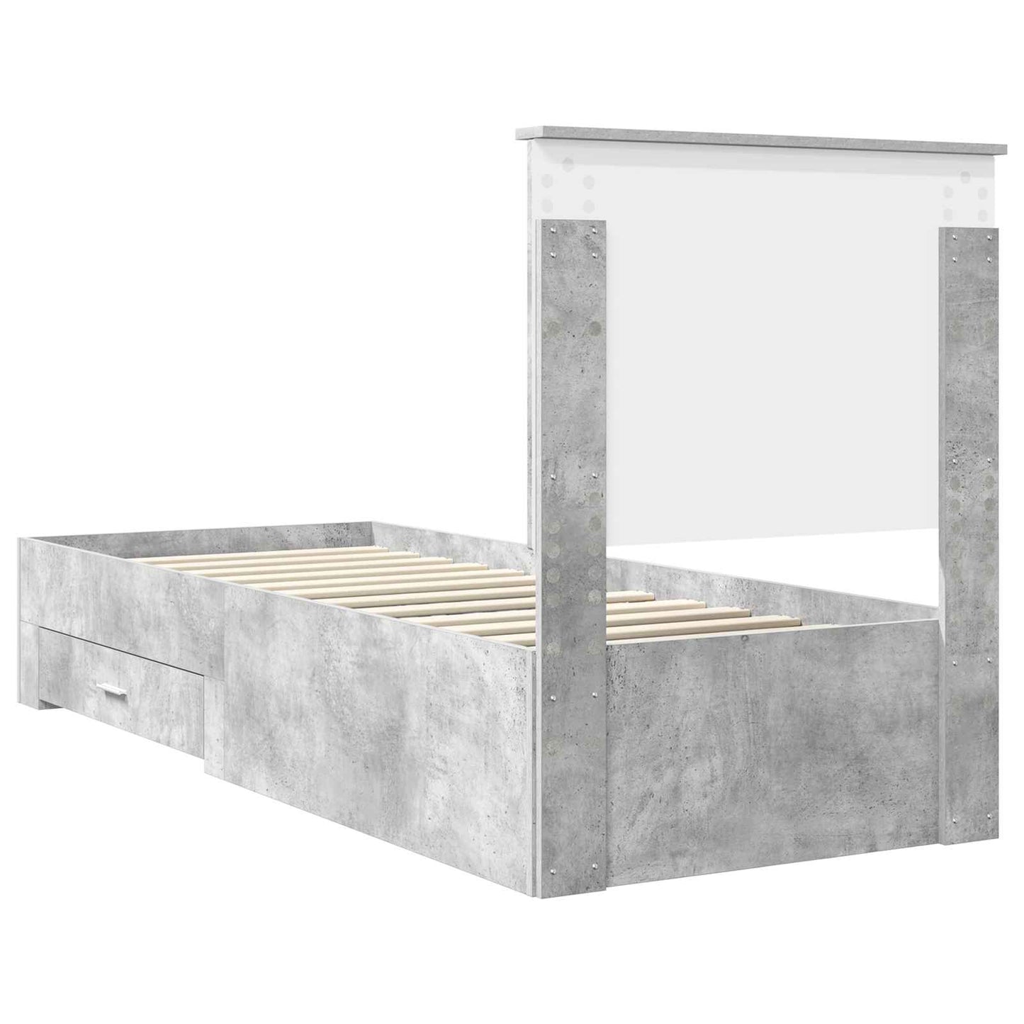 Bed Frame Concrete Grey and Silver 70 x 190 cm Engineered Wood