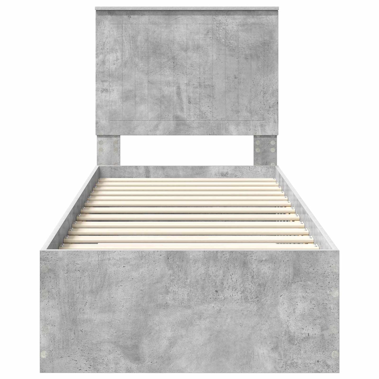 Bed Frame Concrete Grey and Silver 70 x 190 cm Engineered Wood