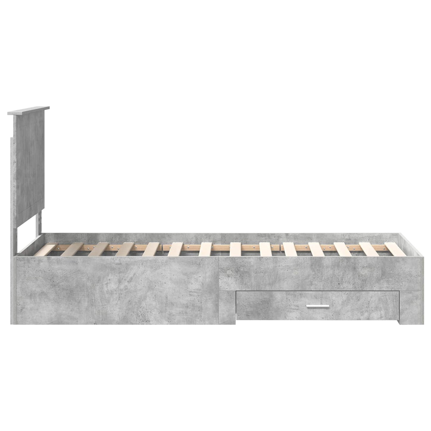 Bed Frame Concrete Grey and Silver 70 x 190 cm Engineered Wood