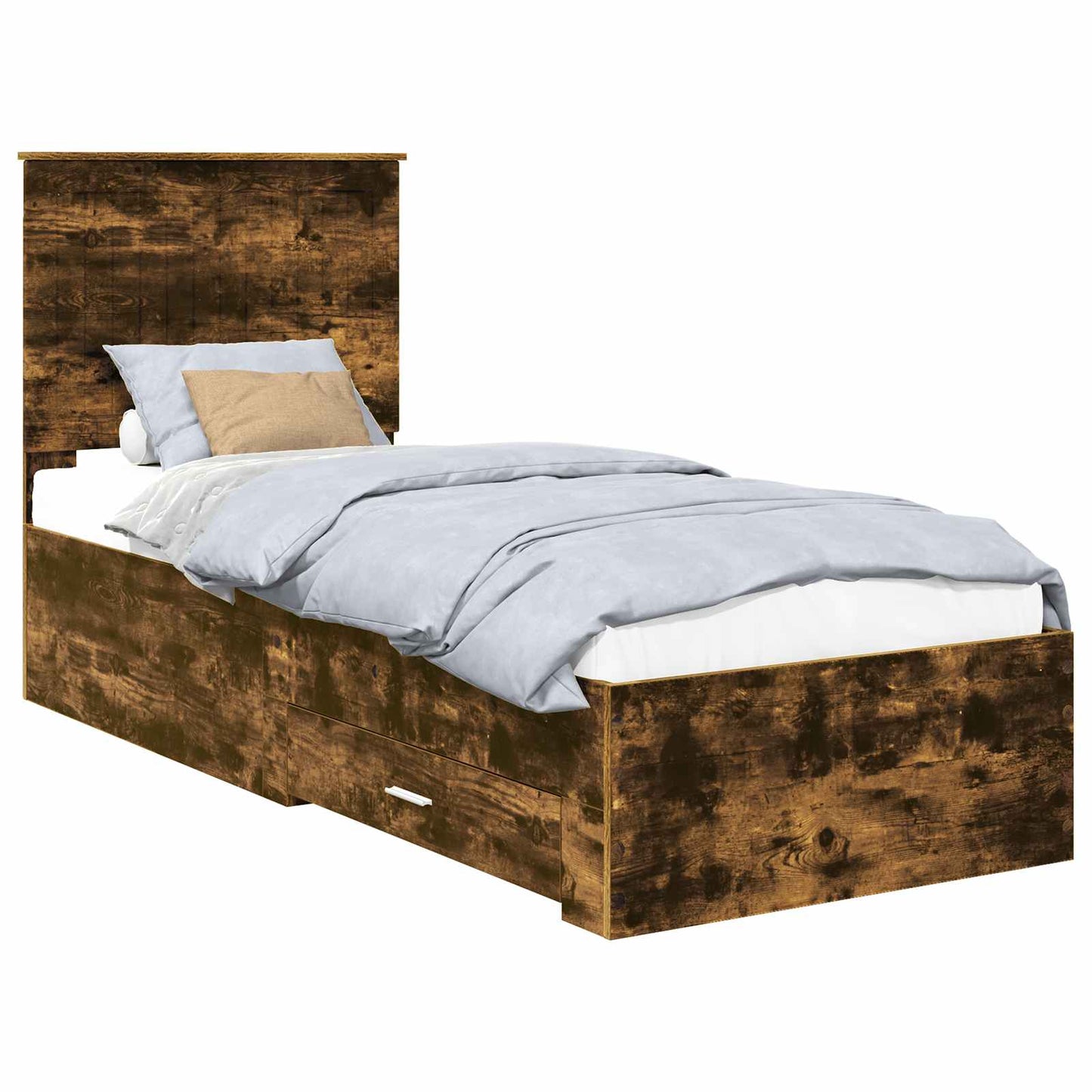 Bed Frame Smoked Oak and Silver 70 x 190 cm Engineered Wood