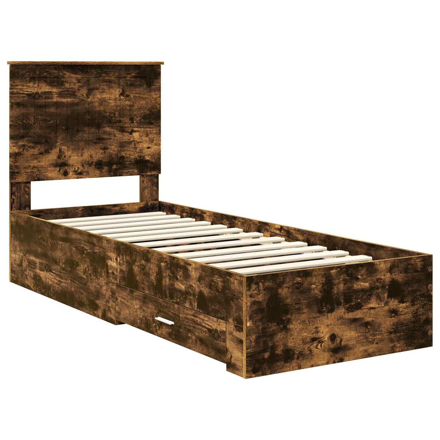 Bed Frame Smoked Oak and Silver 70 x 190 cm Engineered Wood