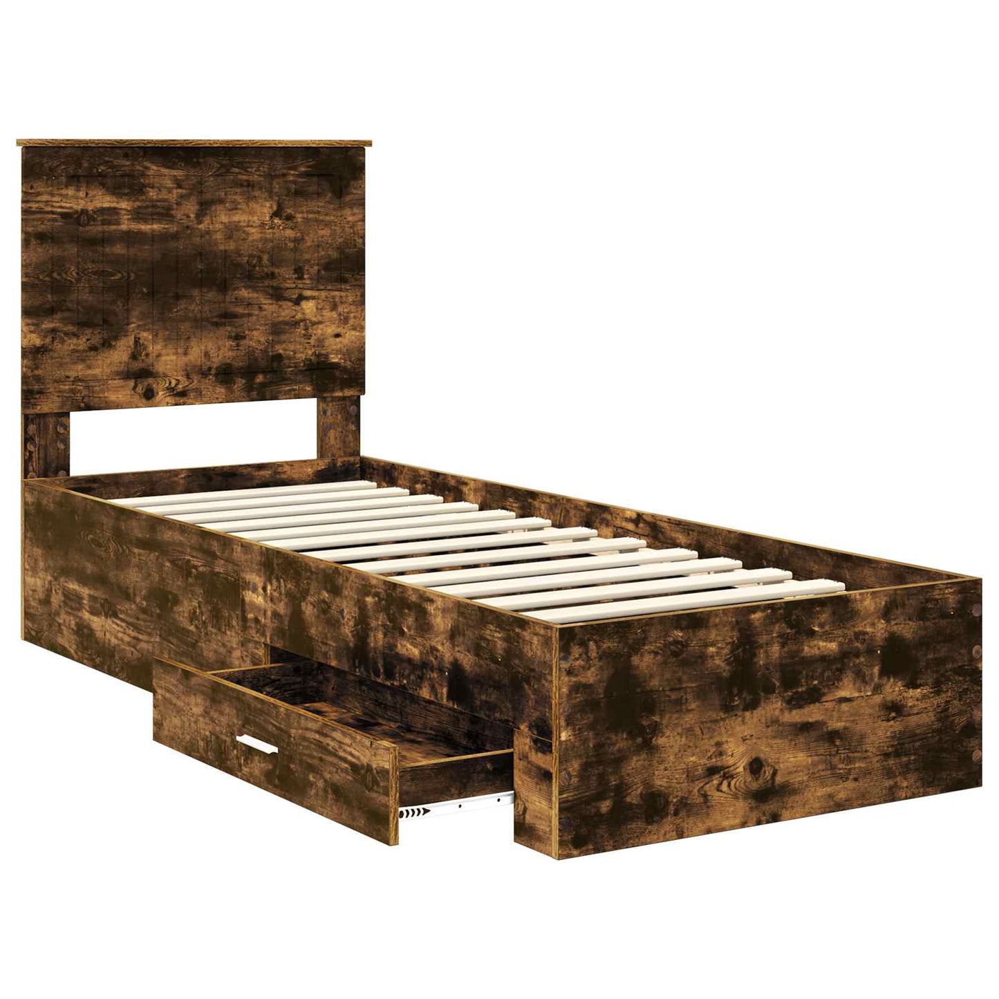 Bed Frame Smoked Oak and Silver 70 x 190 cm Engineered Wood
