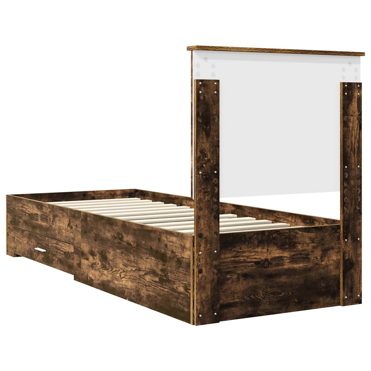 Bed Frame Smoked Oak and Silver 70 x 190 cm Engineered Wood