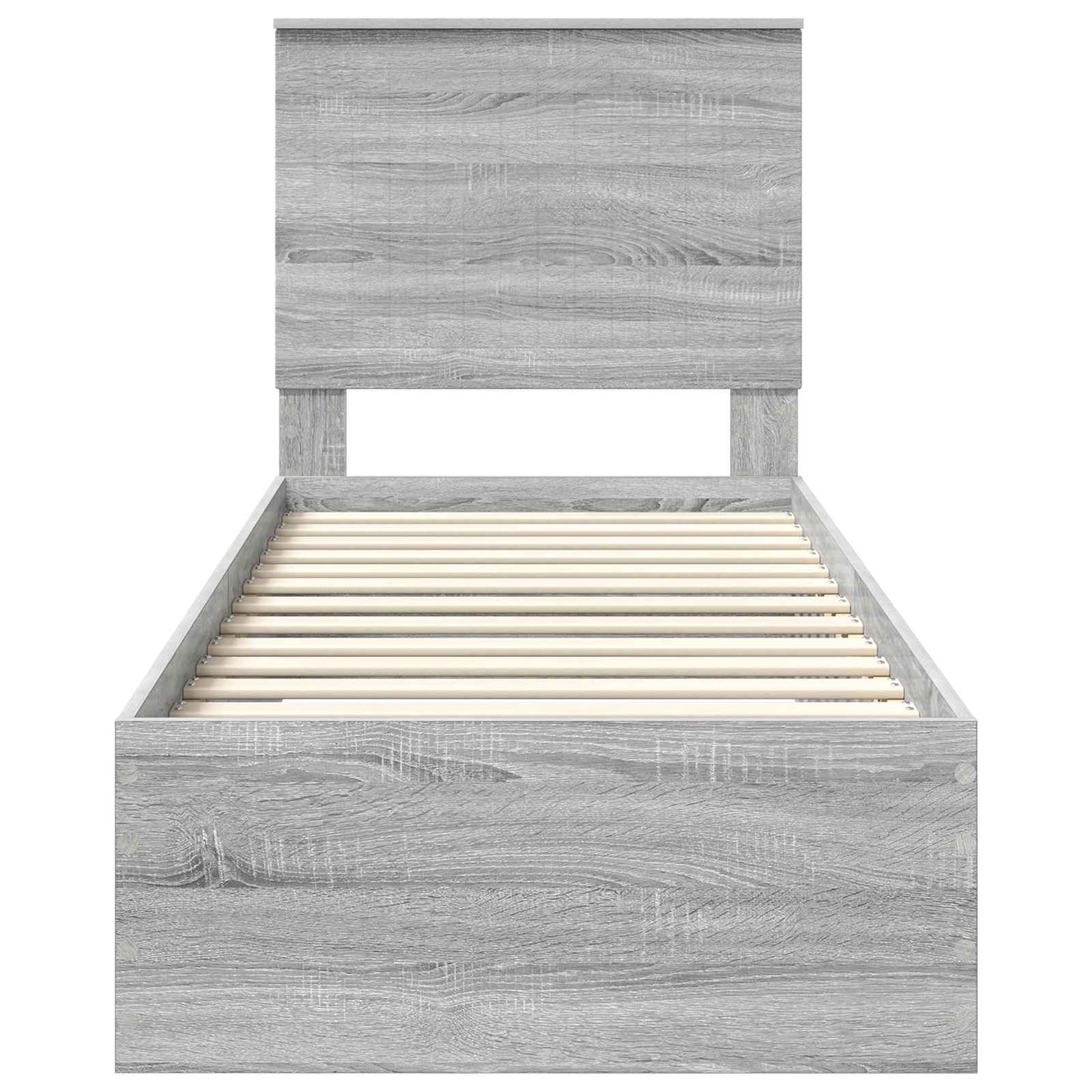 Bed Frame Grey Sonoma and Silver 70 x 190 cm Engineered Wood
