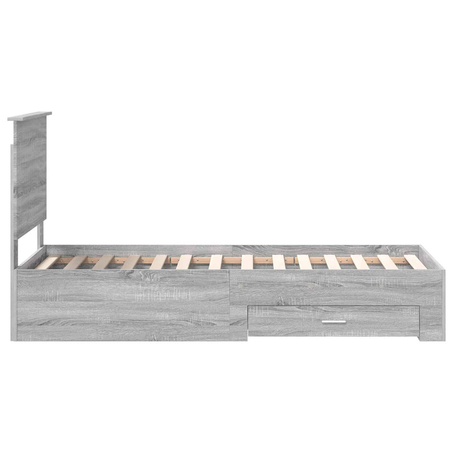 Bed Frame Grey Sonoma and Silver 70 x 190 cm Engineered Wood