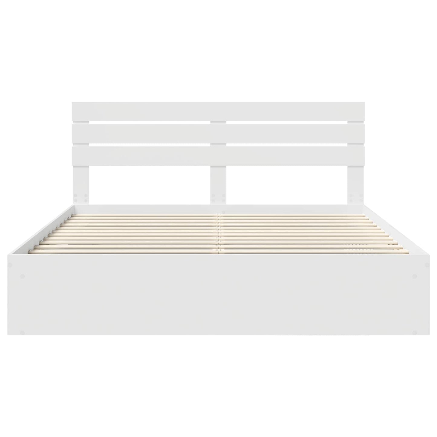 Bed Frame with Headboard White 200 x 200 cm Solid Pine Wood
