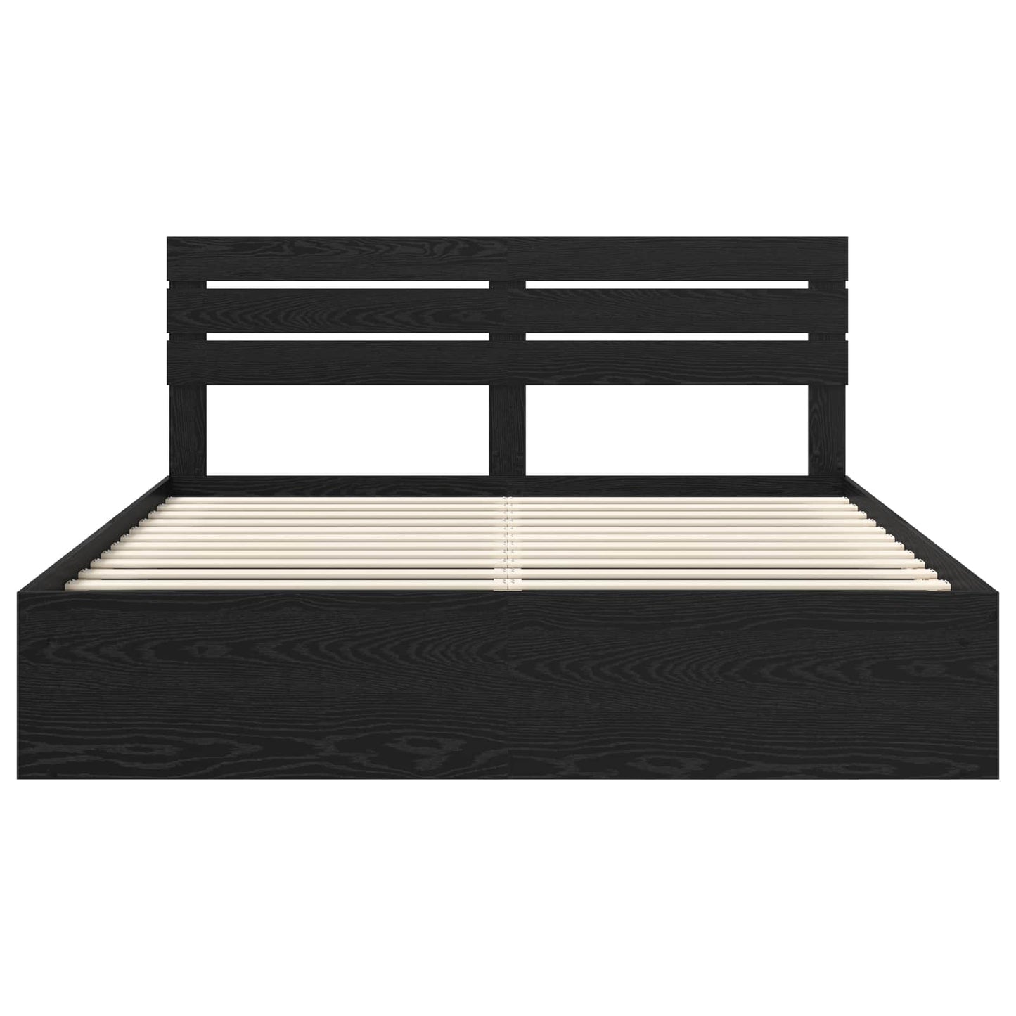 Bed Frame with Headboard Black 200 x 200 cm Solid Pine Wood