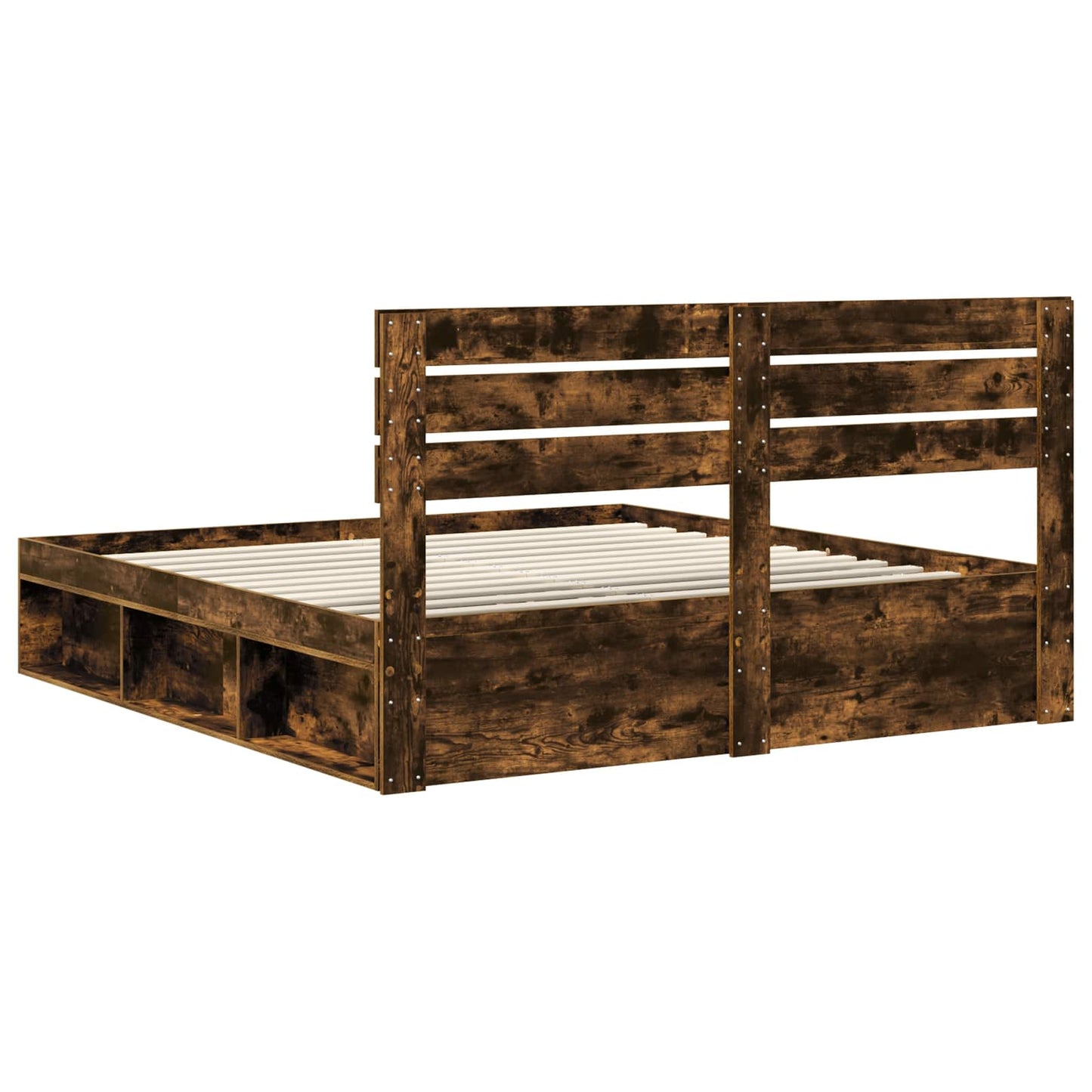 Bed Frame Smoked Oak 180 x 200 cm Solid Pine Wood