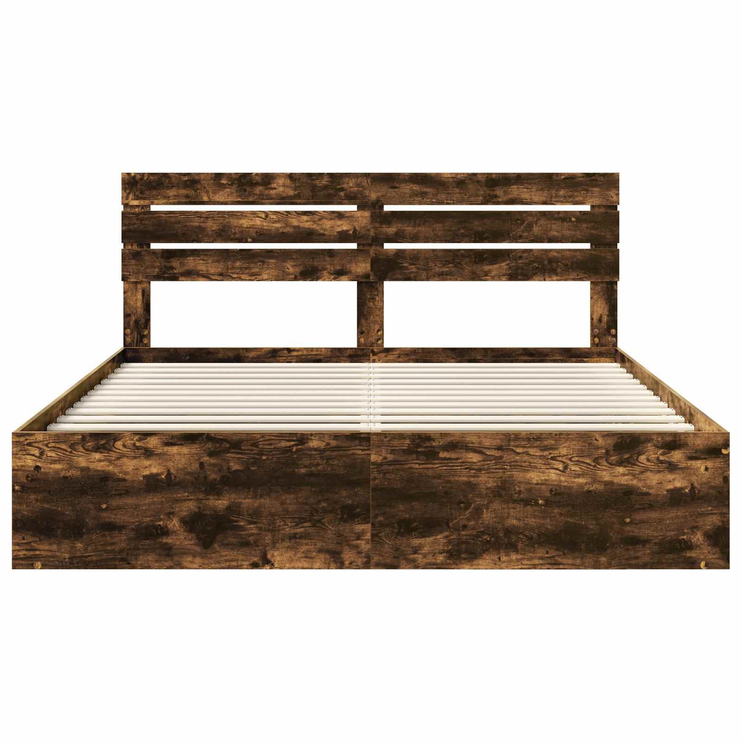 Bed Frame Smoked Oak 180 x 200 cm Solid Pine Wood