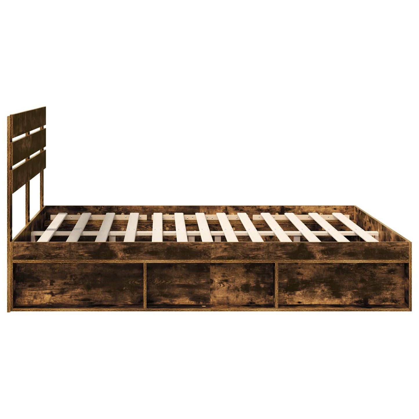 Bed Frame Smoked Oak 180 x 200 cm Solid Pine Wood