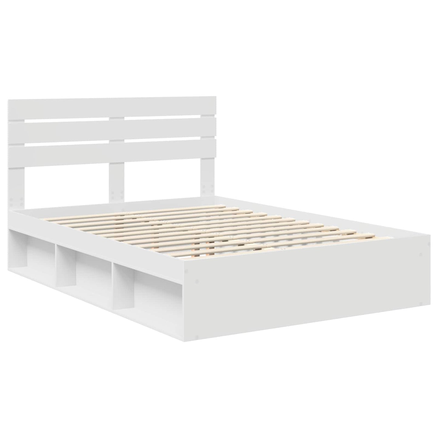 Bed Frame with Headboard White 160 x 200 cm Solid Pine Wood