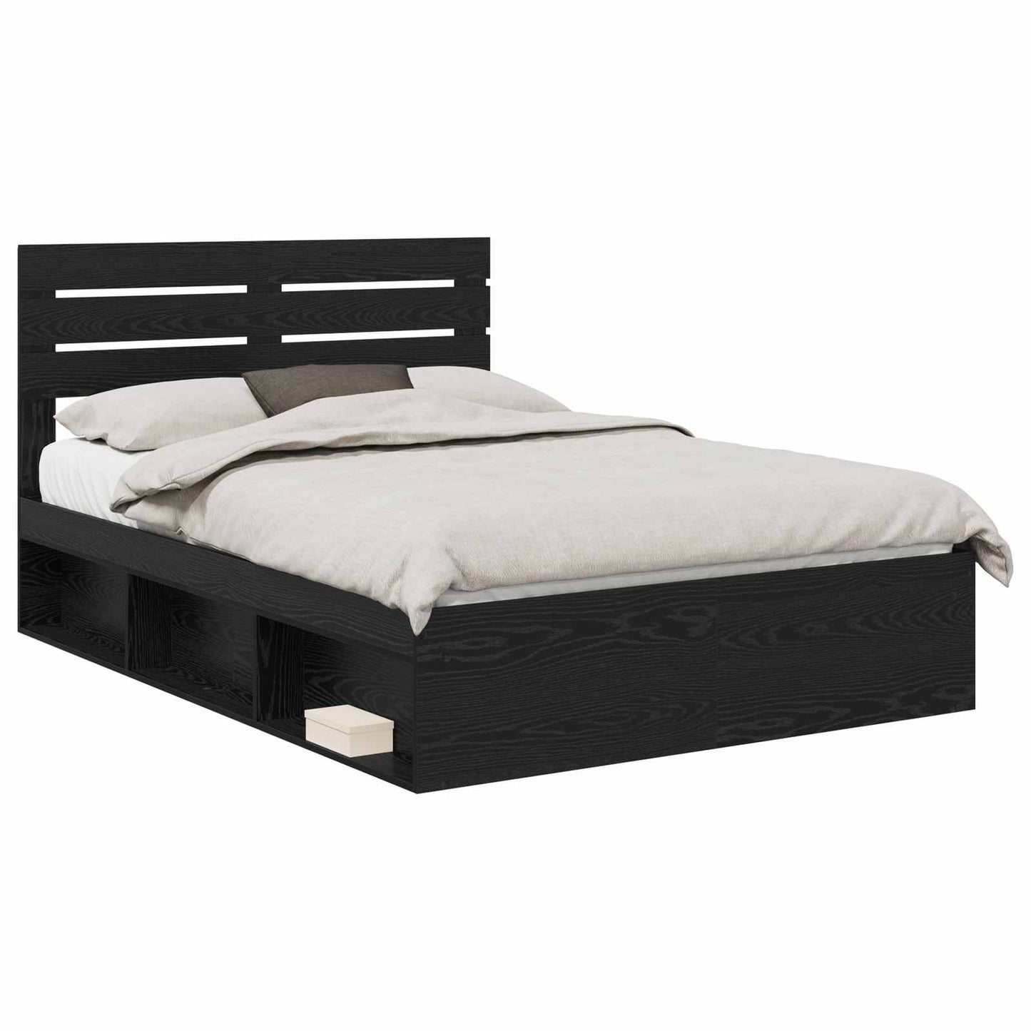 Bed Frame with Headboard Black 160 x 200 cm Solid Pine Wood