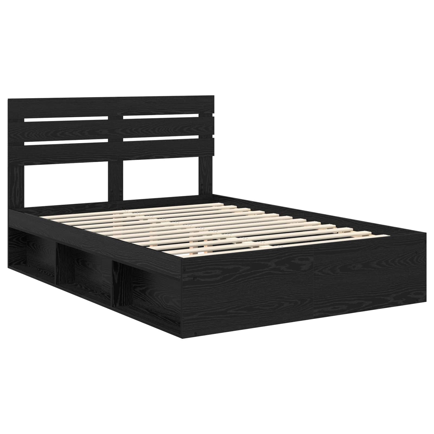 Bed Frame with Headboard Black 160 x 200 cm Solid Pine Wood