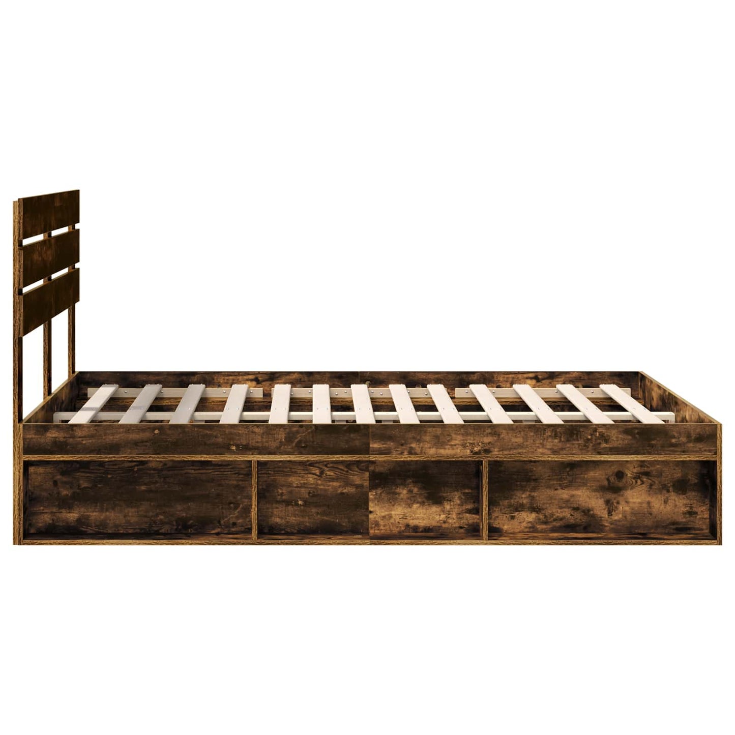 Bed Frame Smoked Oak 160 x 200 cm Solid Pine Wood