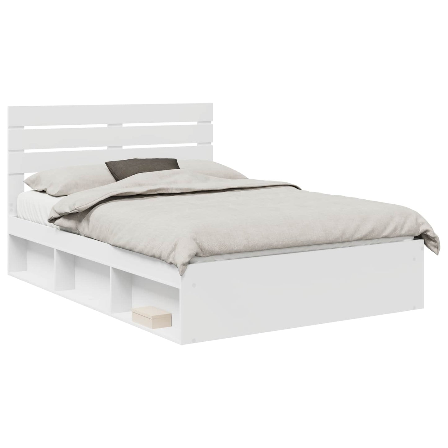 Bed Frame with Headboard White 150 x 200 cm Solid Pine Wood