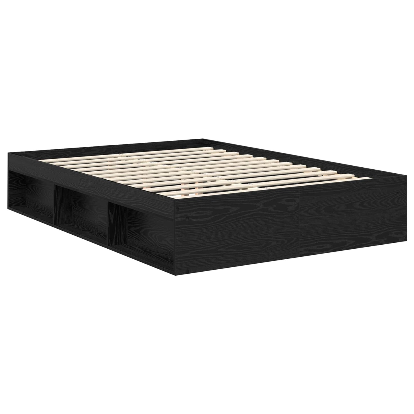 Bed Frame with Headboard Black 150 x 200 cm Solid Pine Wood