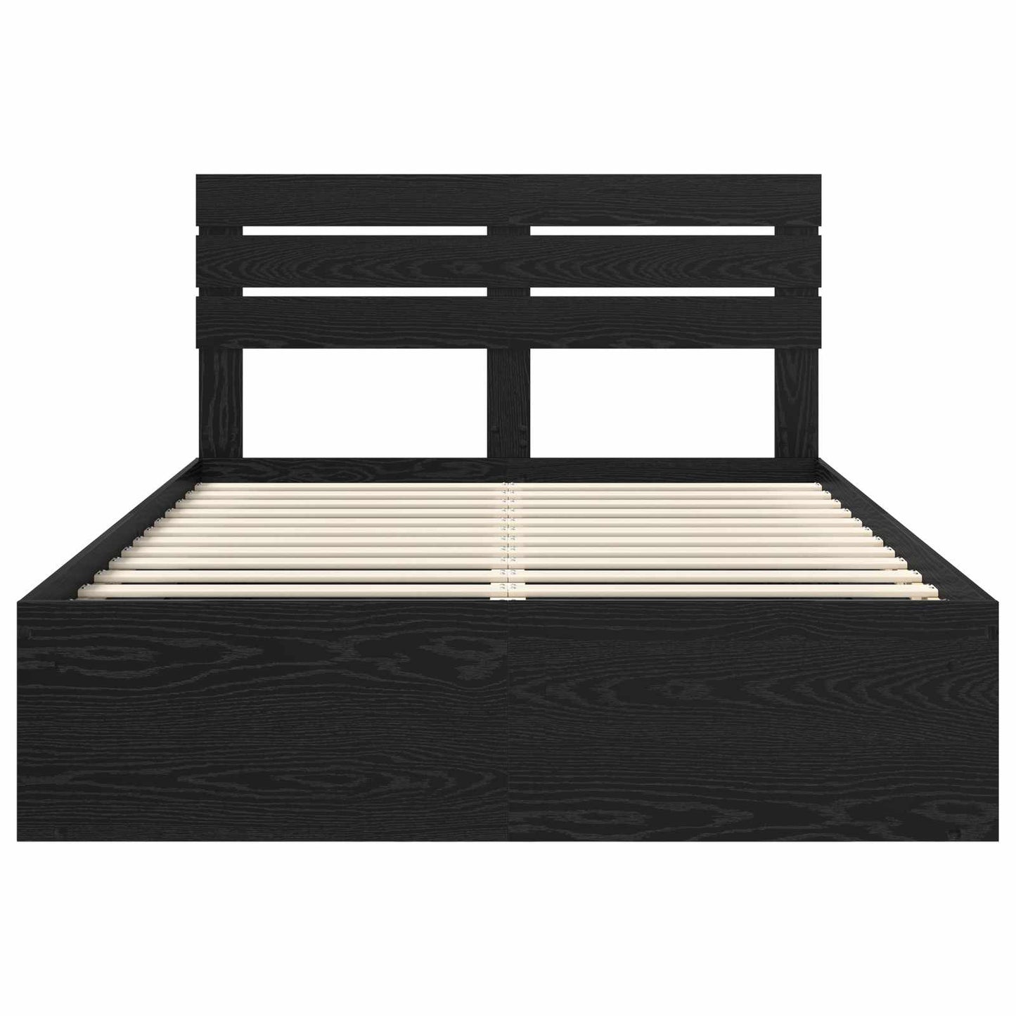 Bed Frame with Headboard Black 150 x 200 cm Solid Pine Wood