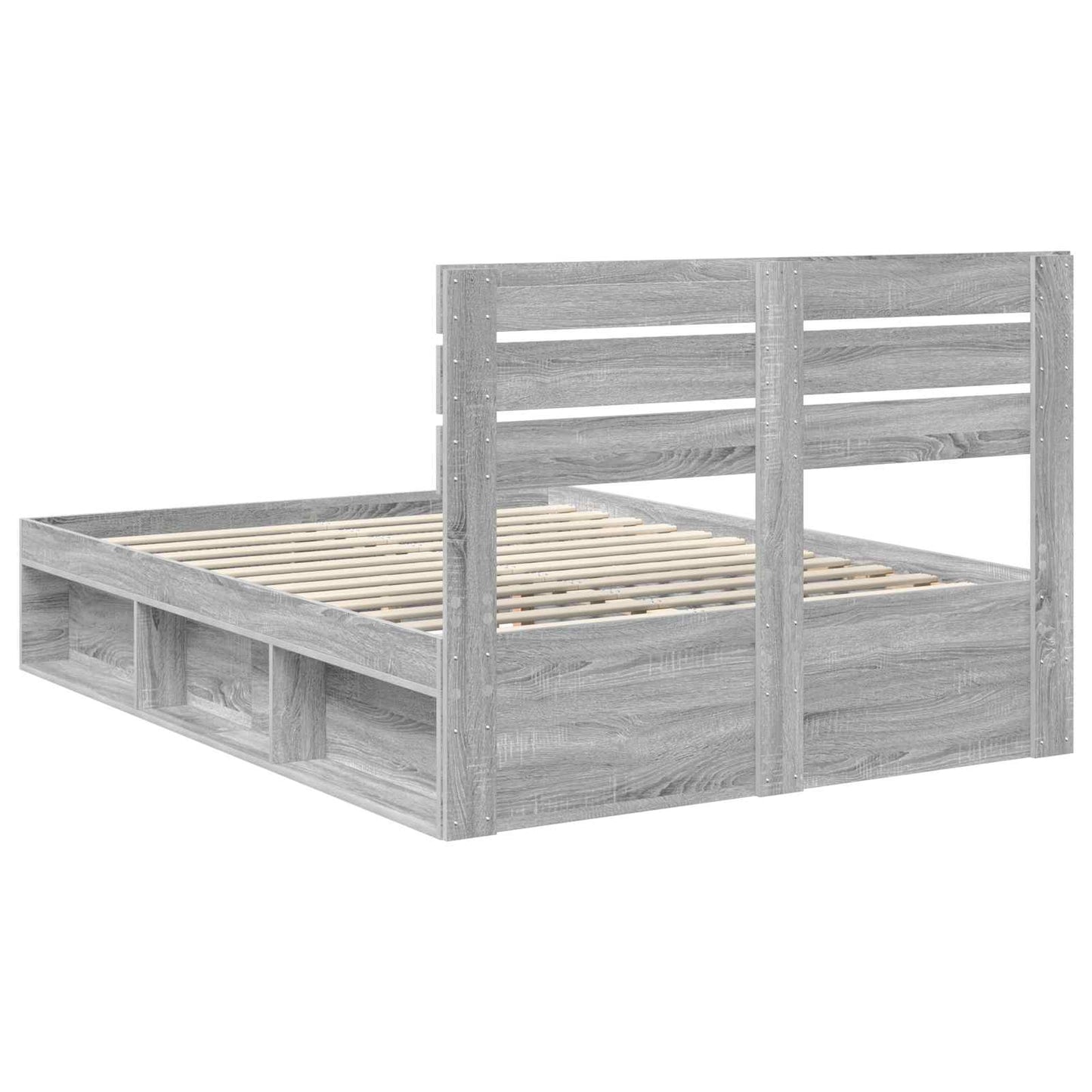 Bed Frame Grey Sonoma 150 x 200 cm Solid Pine Wood