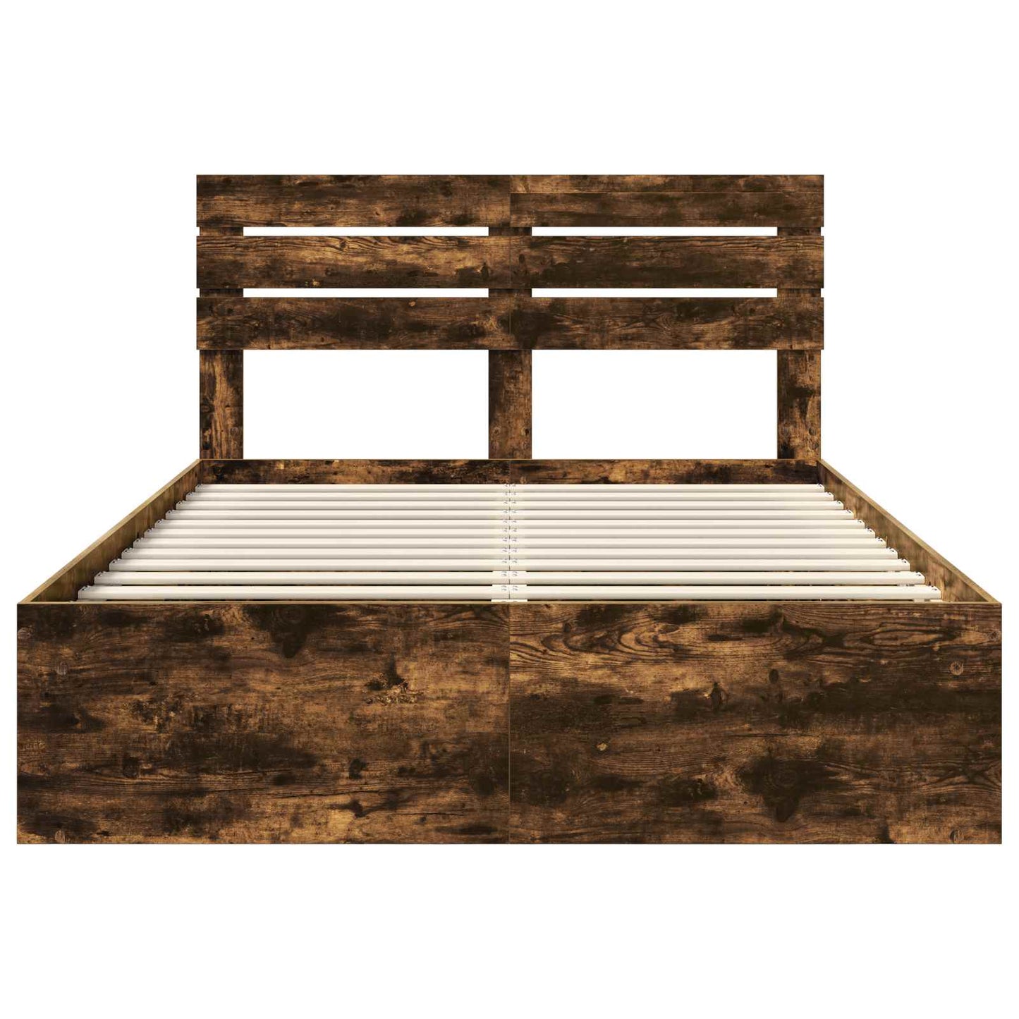 Bed Frame Smoked Oak 140 x 190 cm Solid Pine Wood