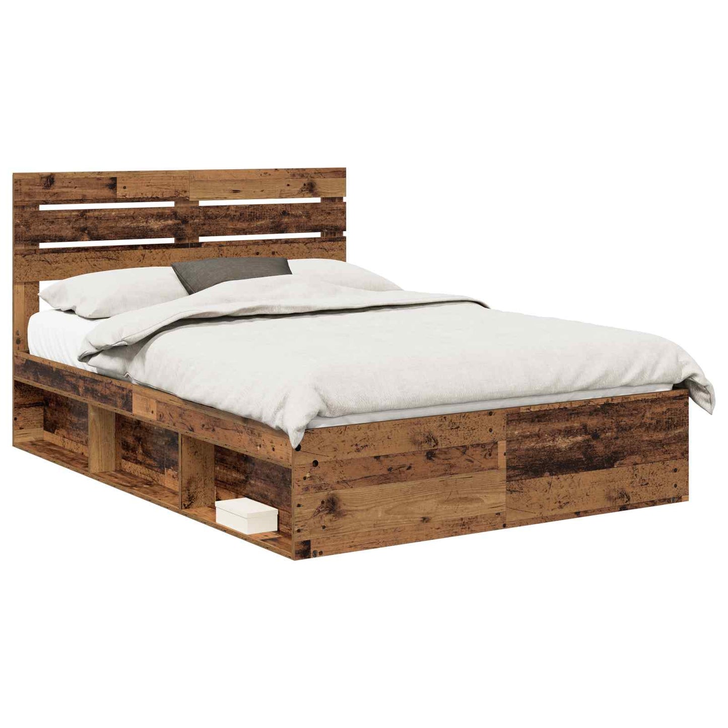 Bed Frame with Headboard Old Wood 140 x 190 cm Solid Pine Wood