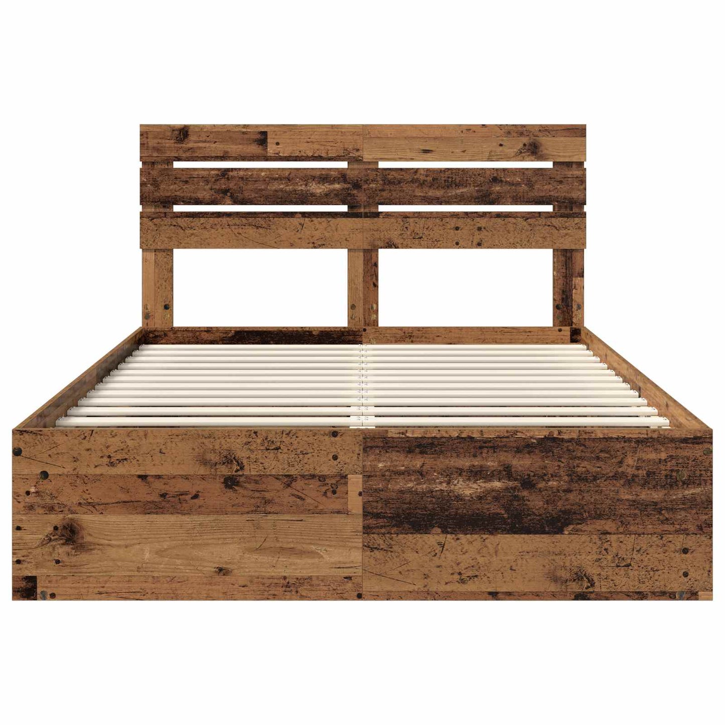 Bed Frame with Headboard Old Wood 140 x 190 cm Solid Pine Wood