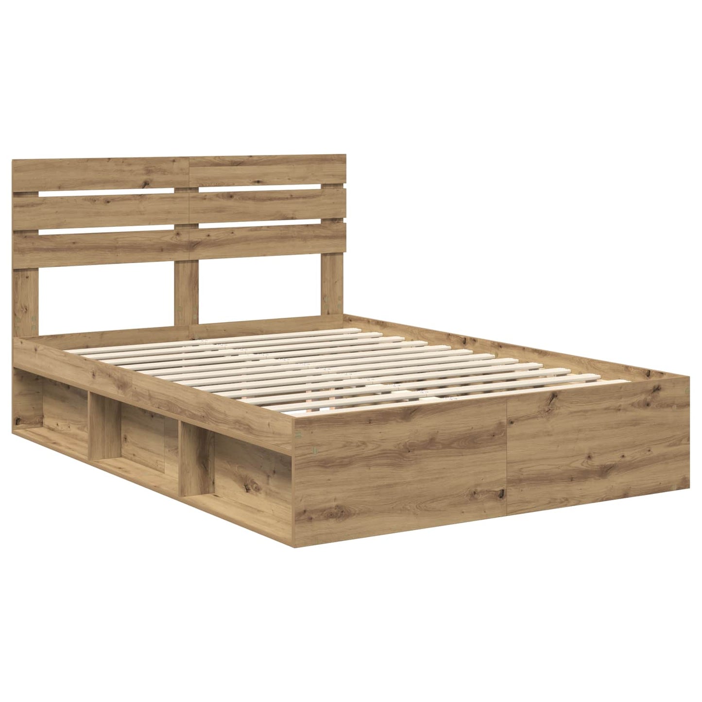 Bed Frame Artisian Oak 140 x 190 cm Solid Pine Wood