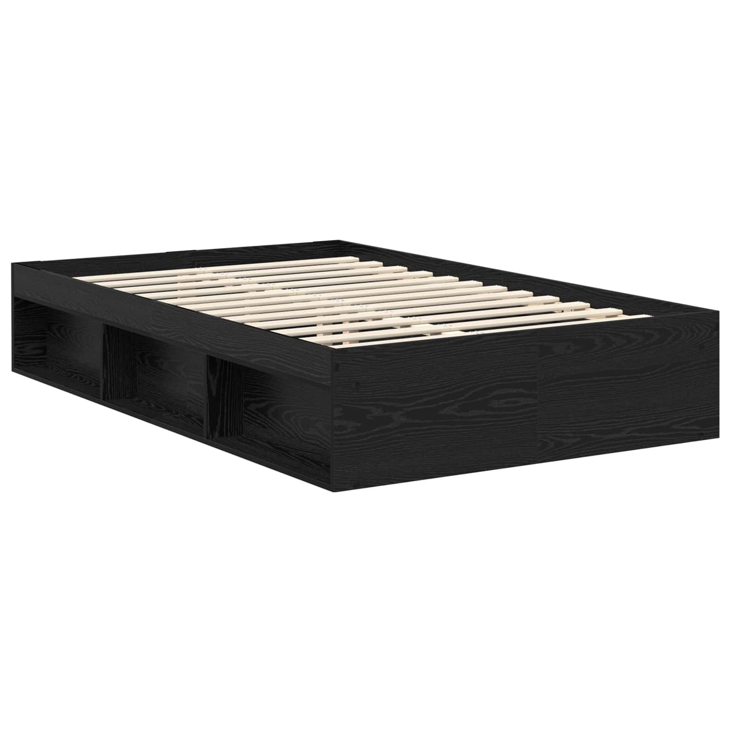 Bed Frame with Headboard Black 135 x 190 cm Solid Pine Wood