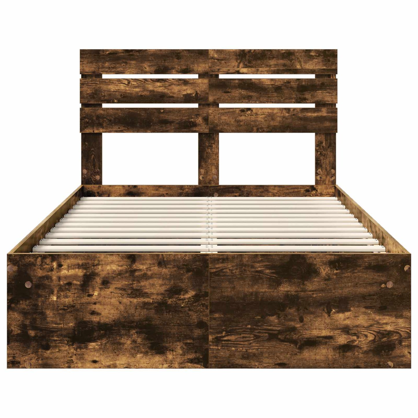 Bed Frame Smoked Oak 135 x 190 cm Solid Pine Wood