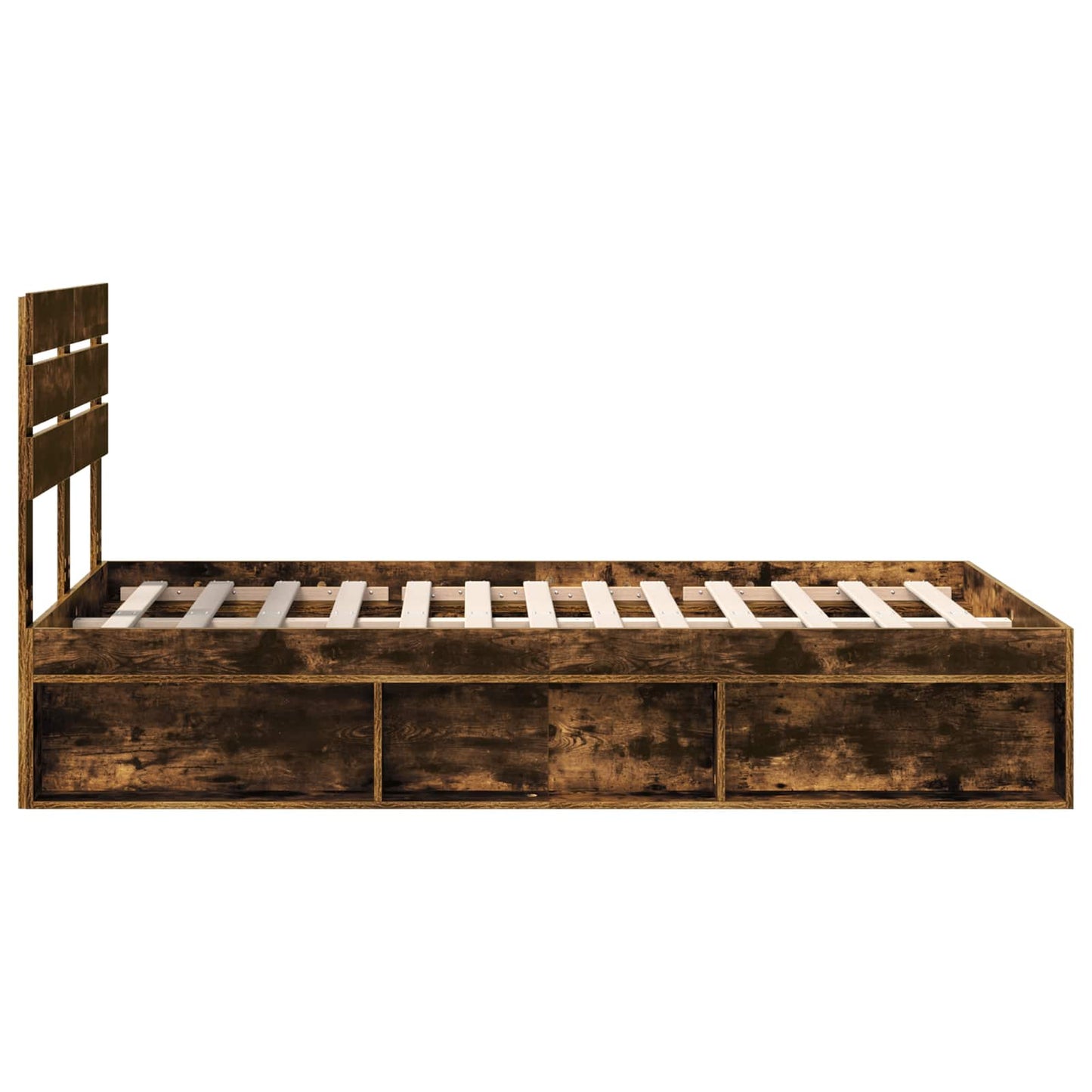 Bed Frame Smoked Oak 135 x 190 cm Solid Pine Wood