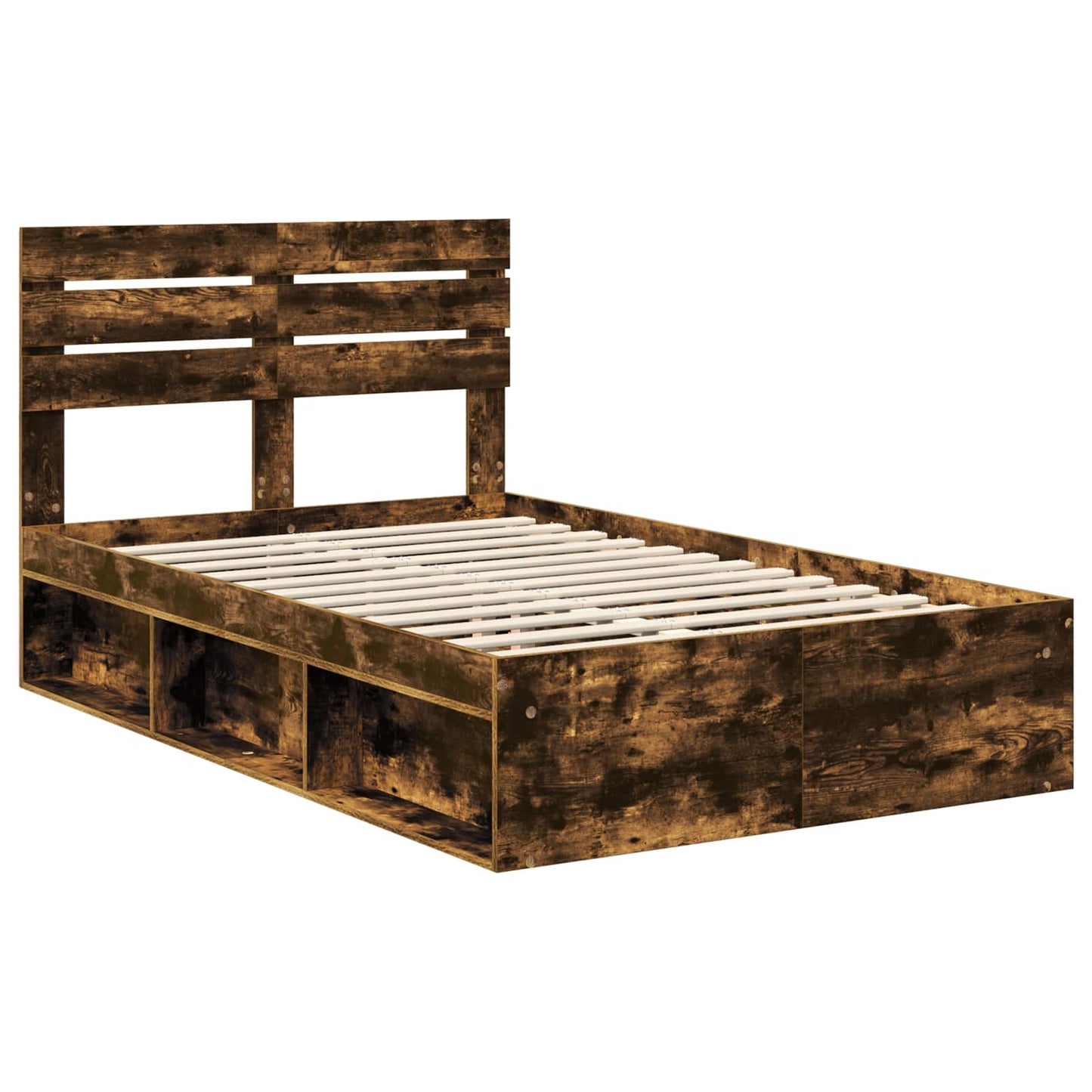 Bed Frame Smoked Oak 120 x 200 cm Solid Pine Wood