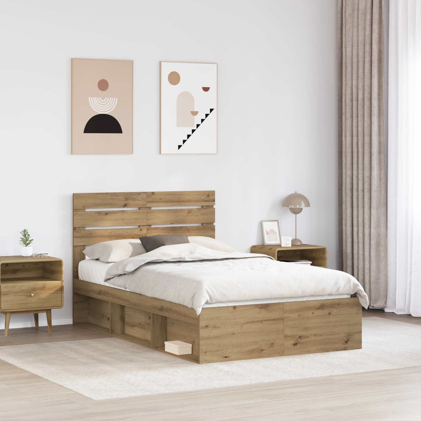 Bed Frame Artisian Oak 120 x 200 cm Solid Pine Wood